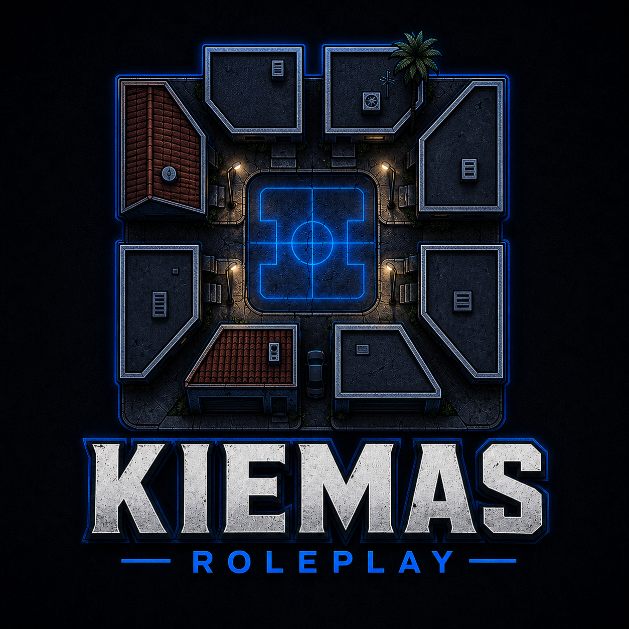 Kiemas RP logotipas iš viršaus